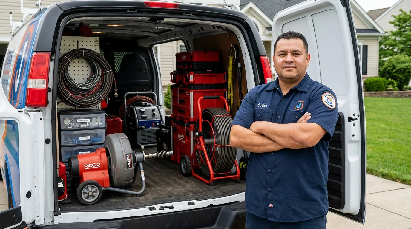 Professional drain cleaning equipment and Johns Plumbing LLC plumber in Stonewall