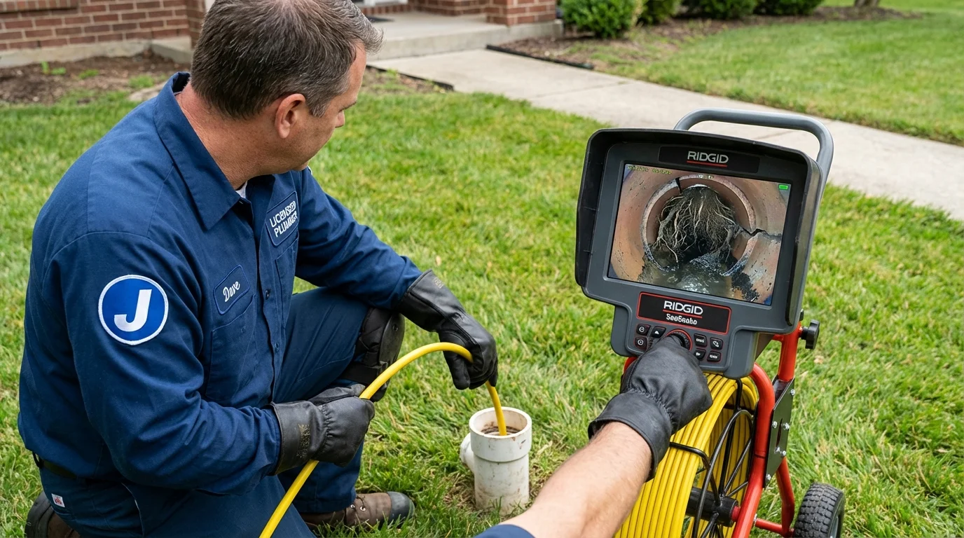 Sewer camera inspection being performed by Johns Plumbing LLC in Stonewall